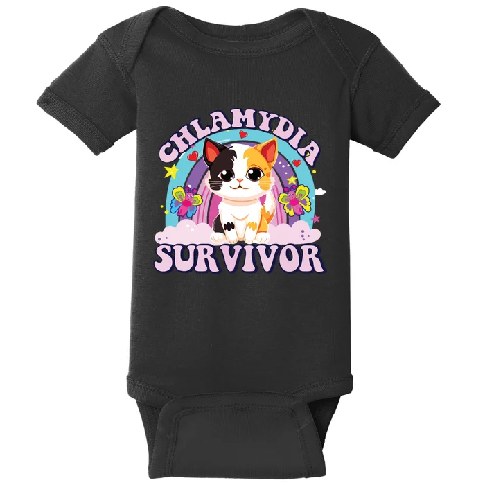 Chlamydia Survivor Cat Meme Funny Baby Bodysuit