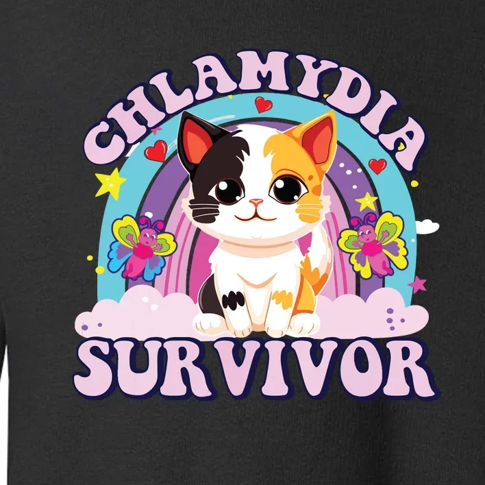 Chlamydia Survivor Cat Meme Funny Toddler Sweatshirt