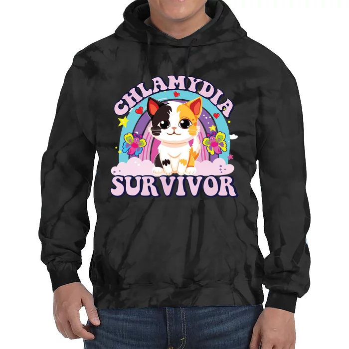 Chlamydia Survivor Cat Meme Funny Tie Dye Hoodie