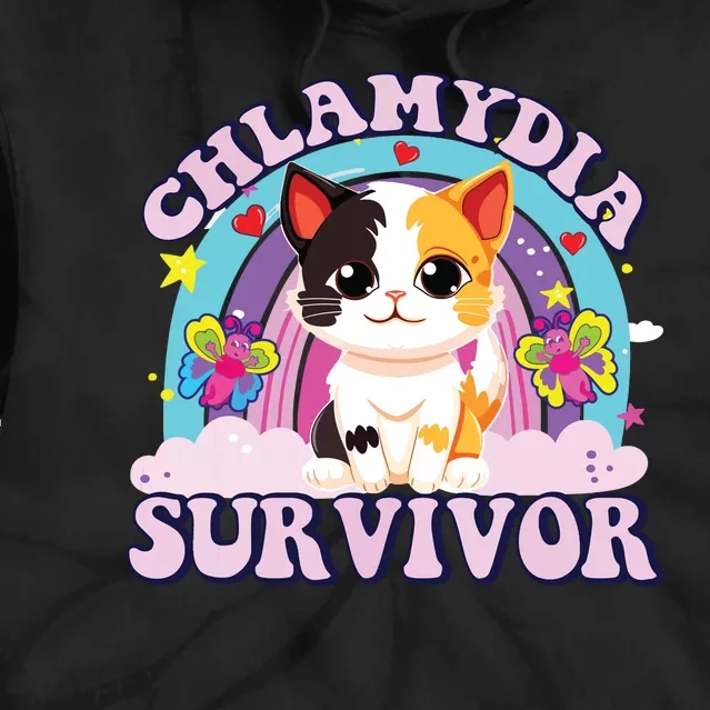 Chlamydia Survivor Cat Meme Funny Tie Dye Hoodie