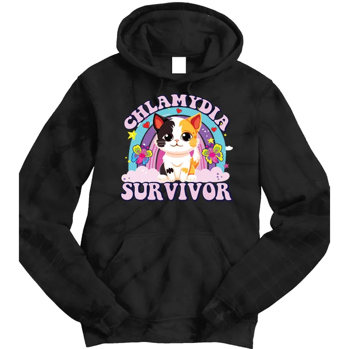 Chlamydia Survivor Cat Meme Funny Tie Dye Hoodie