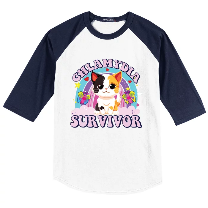 Chlamydia Survivor Cat Meme Funny Baseball Sleeve Shirt