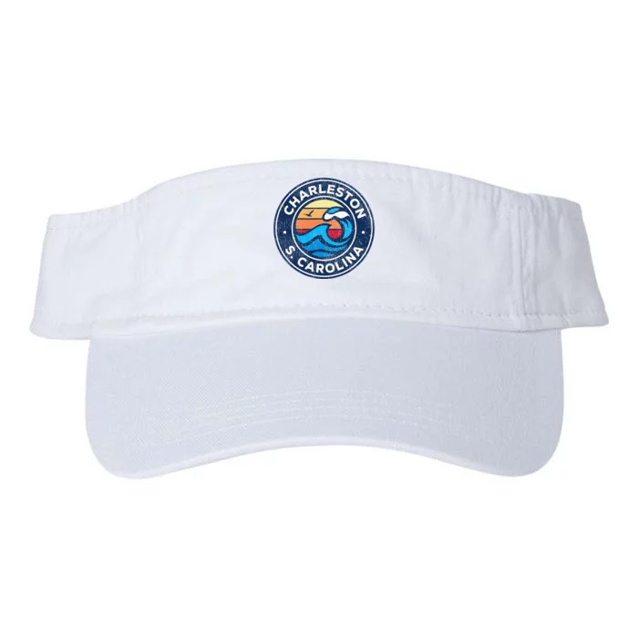 Charleston South Carolina Sc Vintage Nautical Waves Valucap Bio-Washed Visor