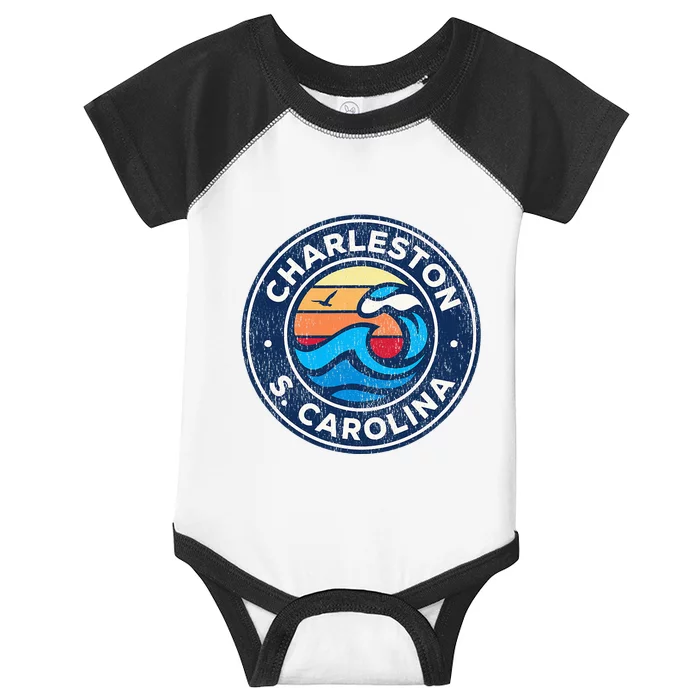 Charleston South Carolina Sc Vintage Nautical Waves Infant Baby Jersey Bodysuit