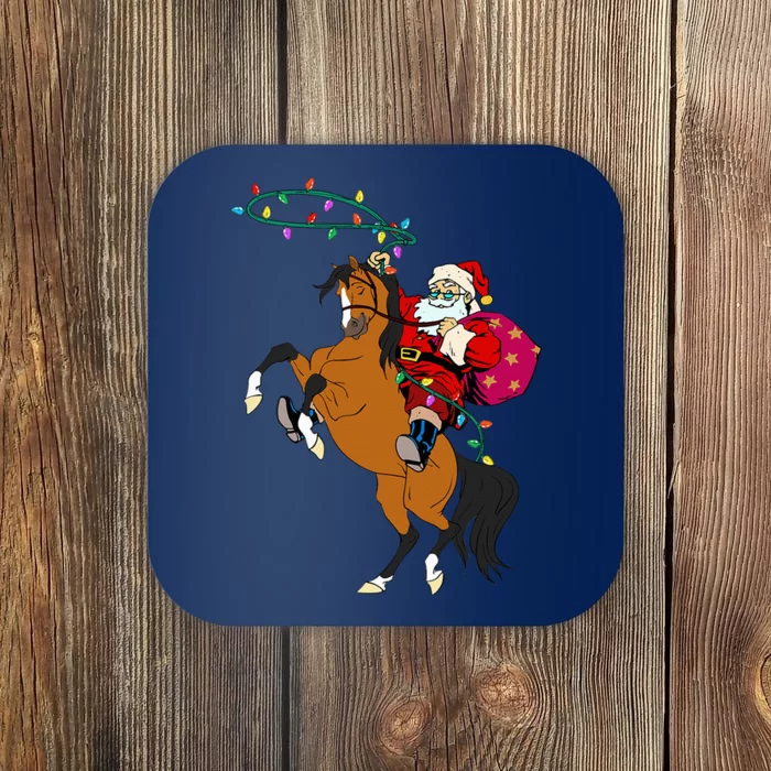 Cowboy Santa Claus Riding A Horse Christmas Cowboy Coaster