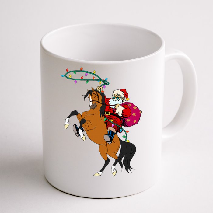 Cowboy Santa Claus Riding A Horse Christmas Cowboy Front & Back Coffee Mug