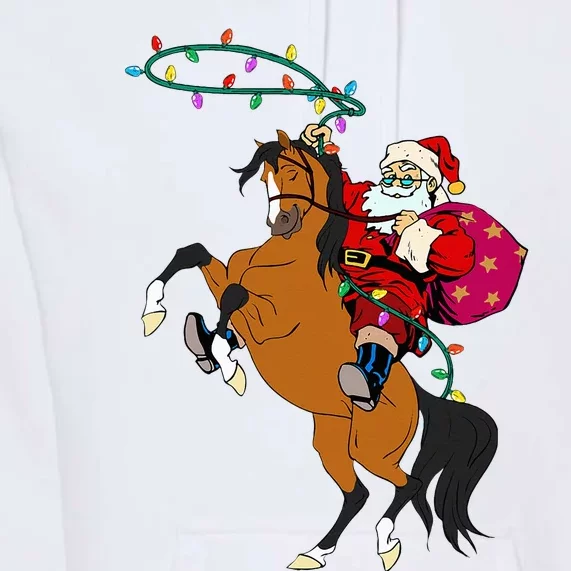 Cowboy Santa Claus Riding A Horse Christmas Cowboy Premium Hoodie