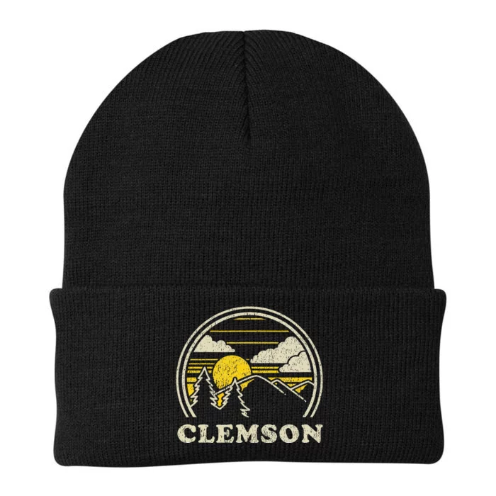 Clemson South Carolina Vintage Hiking Mountains Knit Cap Winter Beanie