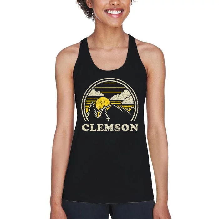 Clemson South Carolina Vintage Hiking Mountains Women's Racerback Tank