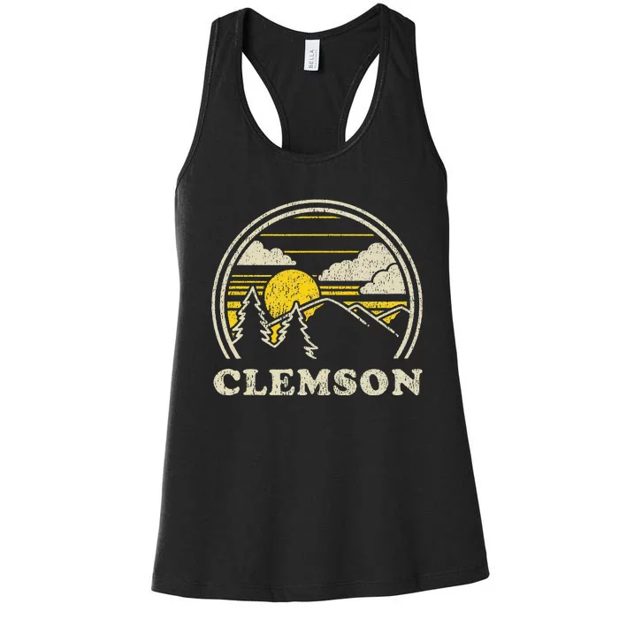 Clemson South Carolina Vintage Hiking Mountains Women's Racerback Tank