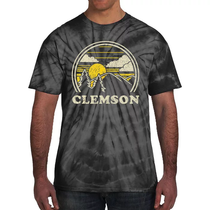 Clemson South Carolina Vintage Hiking Mountains Tie-Dye T-Shirt