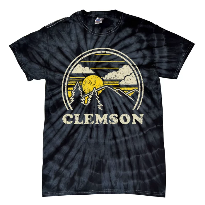 Clemson South Carolina Vintage Hiking Mountains Tie-Dye T-Shirt