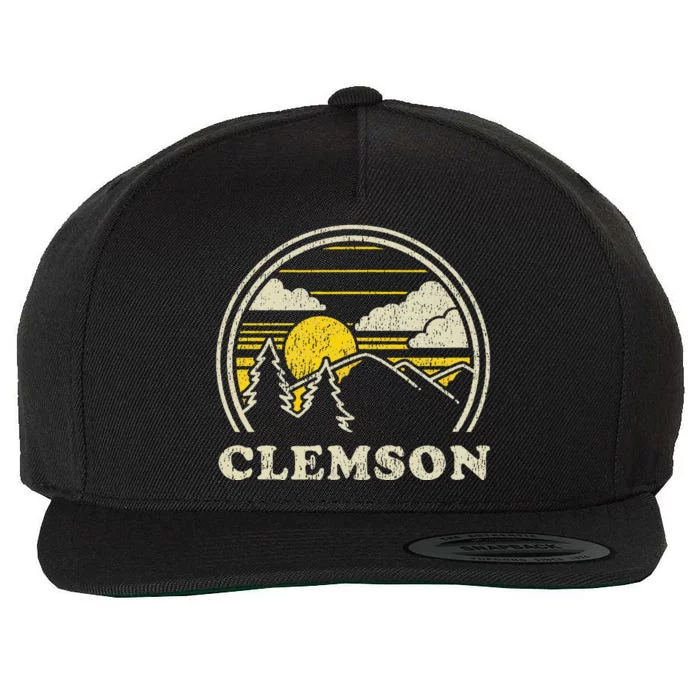 Clemson South Carolina Vintage Hiking Mountains Wool Snapback Cap