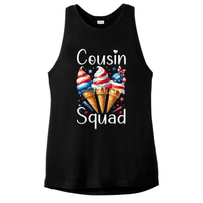 Cousin Squad Crew 4th Of July Ice Cream Us American Flag Gift Ladies Tri-Blend Wicking Tank