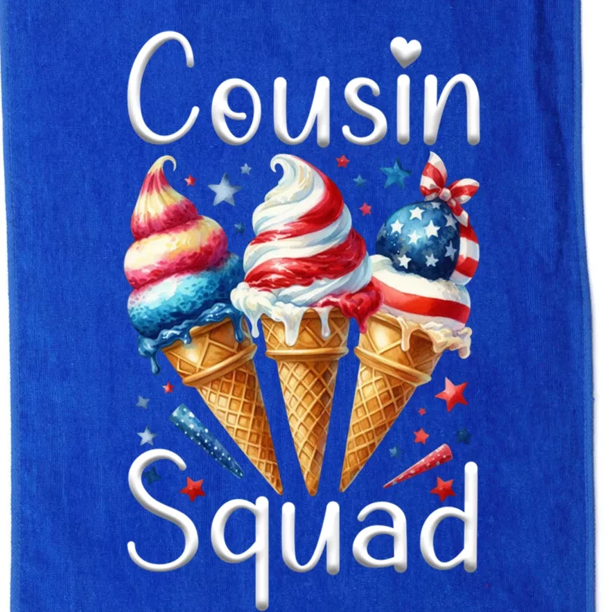 Cousin Squad Crew 4th Of July Ice Cream Us American Flag Gift Platinum Collection Golf Towel