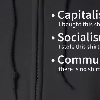 Capitalism Socialism Communism Libertarian Economics Freedom Full Zip Hoodie