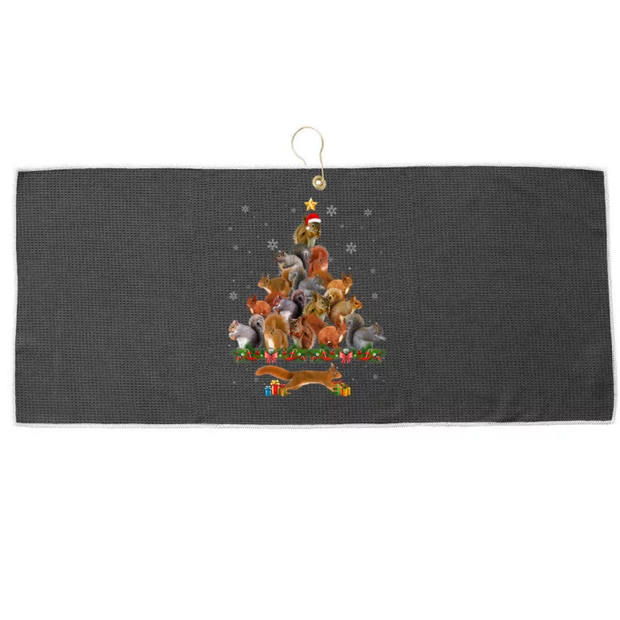 Cute Squirrel Christmas Tree Gift Decor Xmas Tree TShirt Large Microfiber Waffle Golf Towel