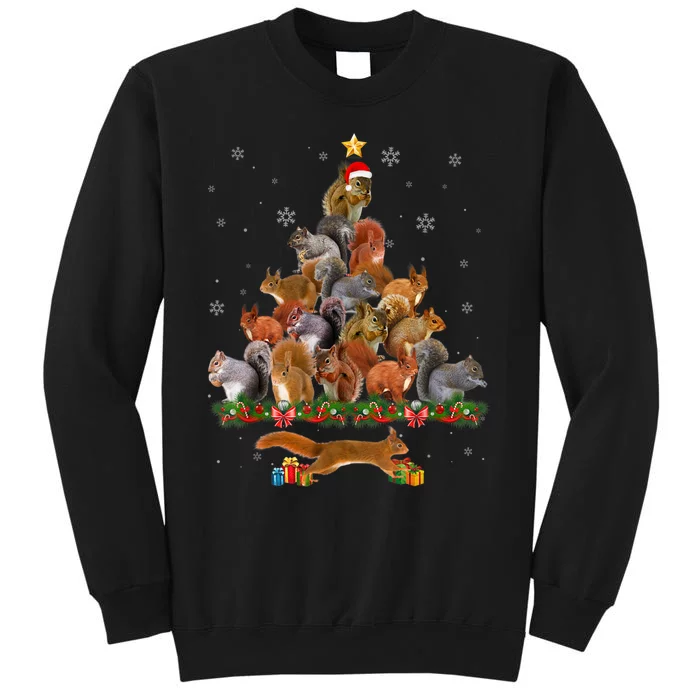 Cute Squirrel Christmas Tree Gift Decor Xmas Tree TShirt Tall Sweatshirt