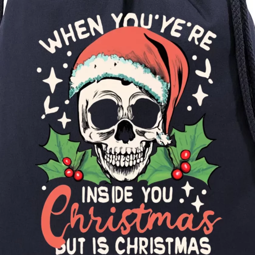 Christmas Skull Drawstring Bag