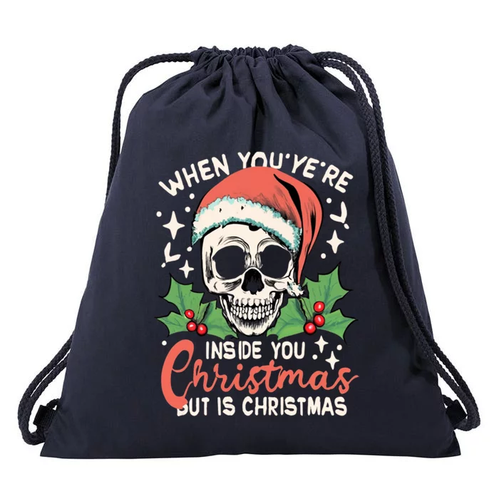 Christmas Skull Drawstring Bag