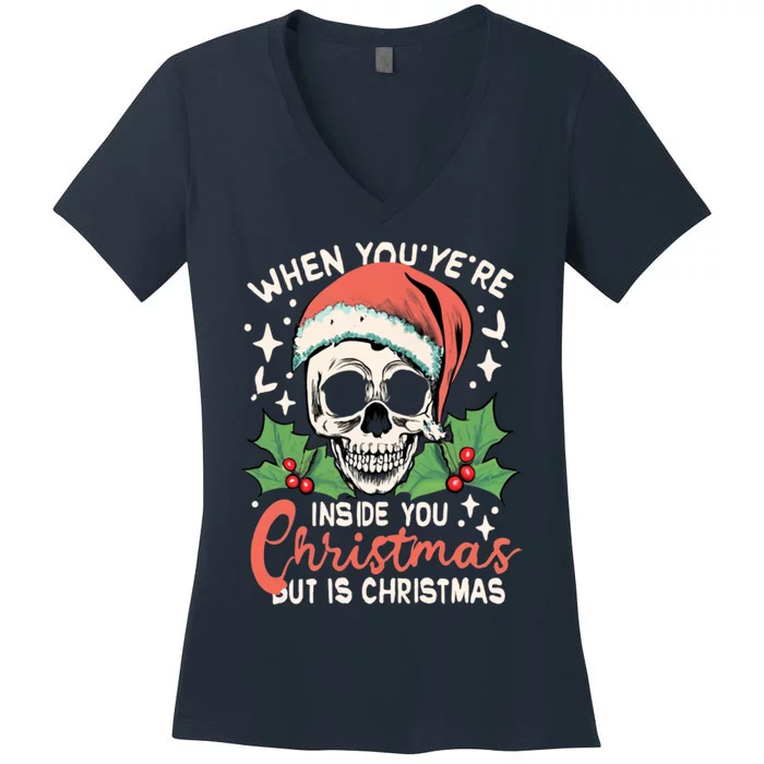 Christmas Skull Women's V-Neck T-Shirt