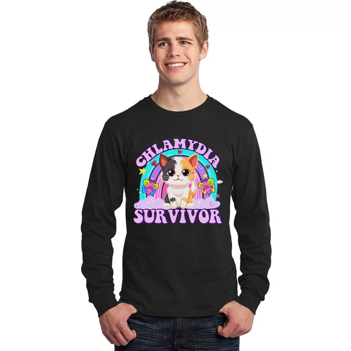 Chlamydia Survivor Cat Meme Funny Shirts For Adult Humor Tall Long Sleeve T-Shirt