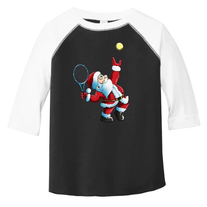 Christmas Santa Claus Tennis Game Tennis Racket Toddler Fine Jersey T-Shirt