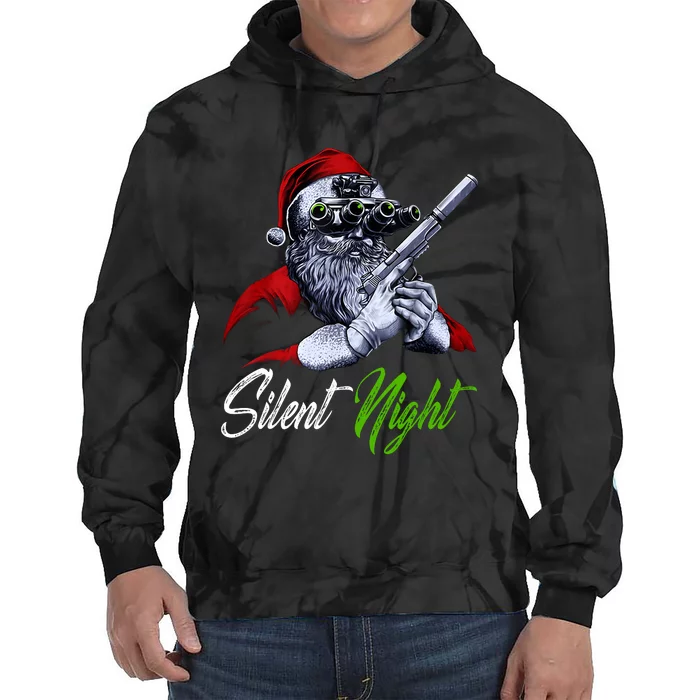 Christmas Santa Claus Guns Silent Night Santa Tie Dye Hoodie