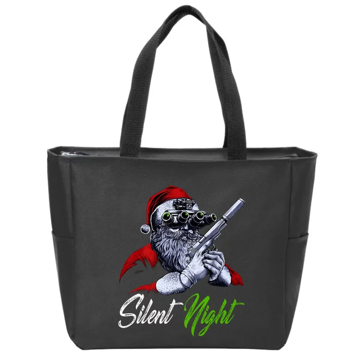 Christmas Santa Claus Guns Silent Night Santa Zip Tote Bag