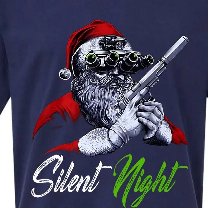 Christmas Santa Claus Guns Silent Night Santa Sueded Cloud Jersey T-Shirt