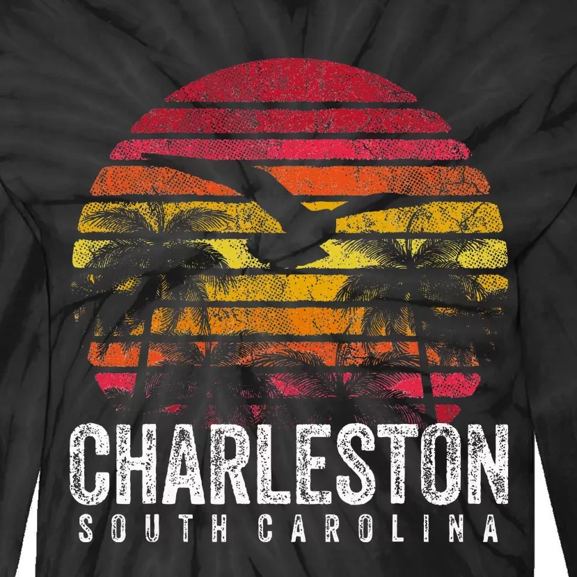 Charleston South Carolina Retro 70s 80s Style Tie-Dye Long Sleeve Shirt