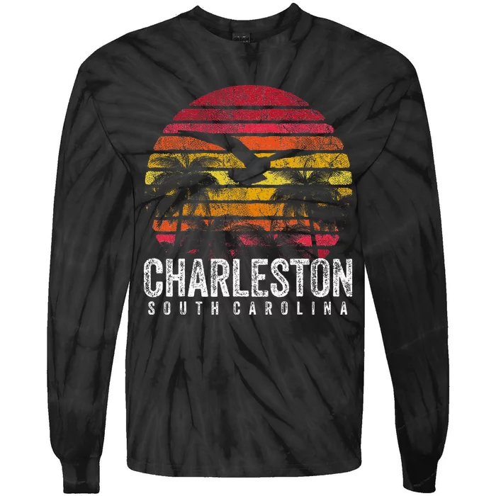 Charleston South Carolina Retro 70s 80s Style Tie-Dye Long Sleeve Shirt