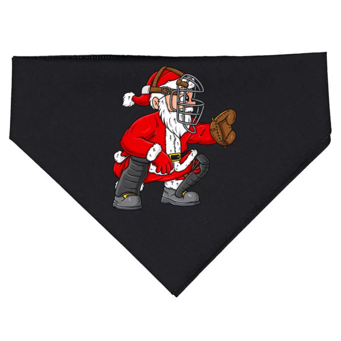 Christmas Santa Claus Baseball Catcher Boy Girl Xmas USA-Made Doggie Bandana