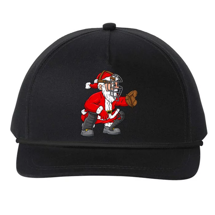 Christmas Santa Claus Baseball Catcher Boy Girl Xmas Snapback Five-Panel Rope Hat