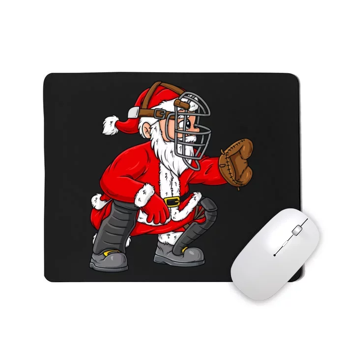 Christmas Santa Claus Baseball Catcher Boy Girl Xmas Mousepad