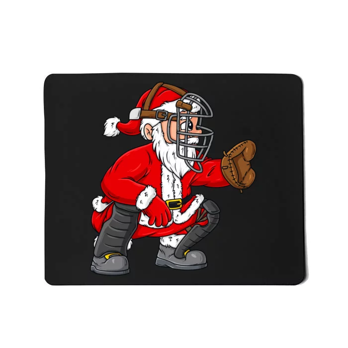 Christmas Santa Claus Baseball Catcher Boy Girl Xmas Mousepad