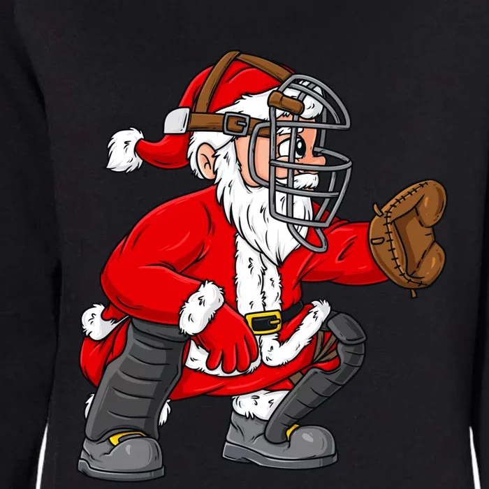 Christmas Santa Claus Baseball Catcher Boy Girl Xmas Womens California Wash Sweatshirt