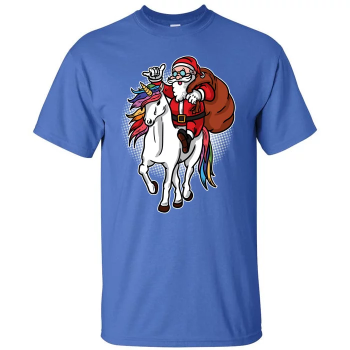 Christmas Santa Claus Riding Unicorn Meaningful Gift Xmas Girls Boys Gift Cute G Tall T-Shirt