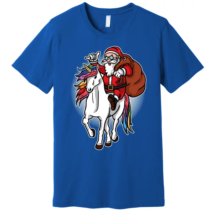 Christmas Santa Claus Riding Unicorn Meaningful Gift Xmas Girls Boys Gift Cute G Premium T-Shirt