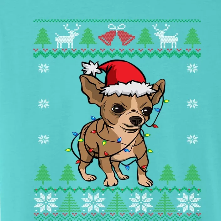 Chihuahua Santa Claus Hat And Lights Chihuahua Ugly Christmas Funny Gift ChromaSoft Performance T-Shirt