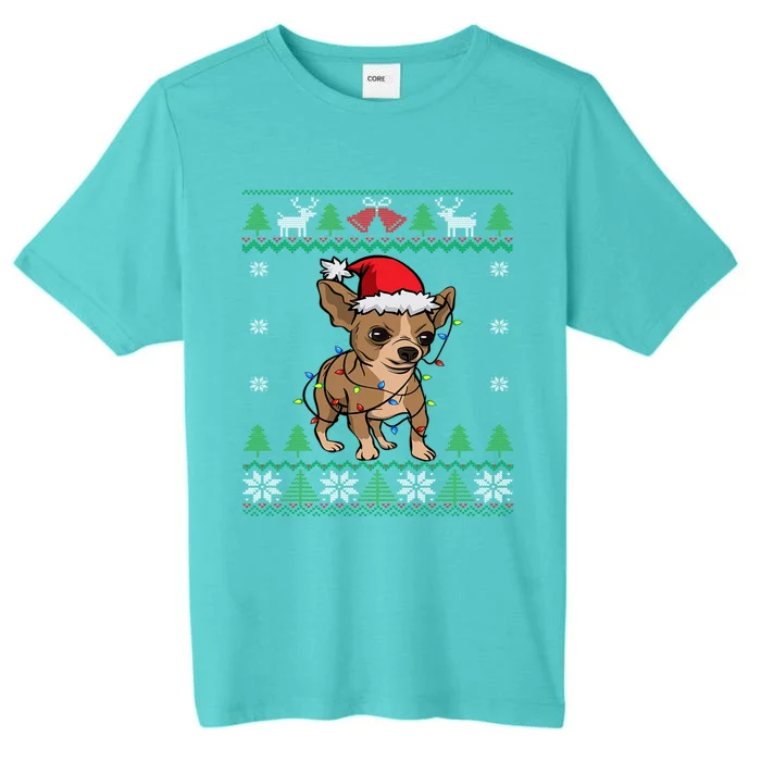 Chihuahua Santa Claus Hat And Lights Chihuahua Ugly Christmas Funny Gift ChromaSoft Performance T-Shirt