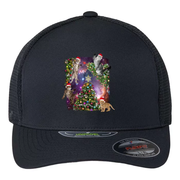 Christmas Space Cats Flexfit Unipanel Trucker Cap