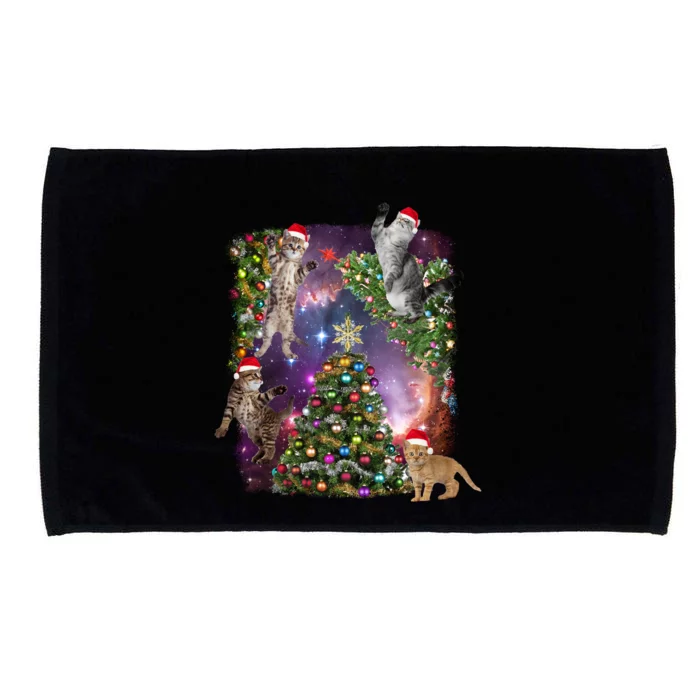 Christmas Space Cats Microfiber Hand Towel