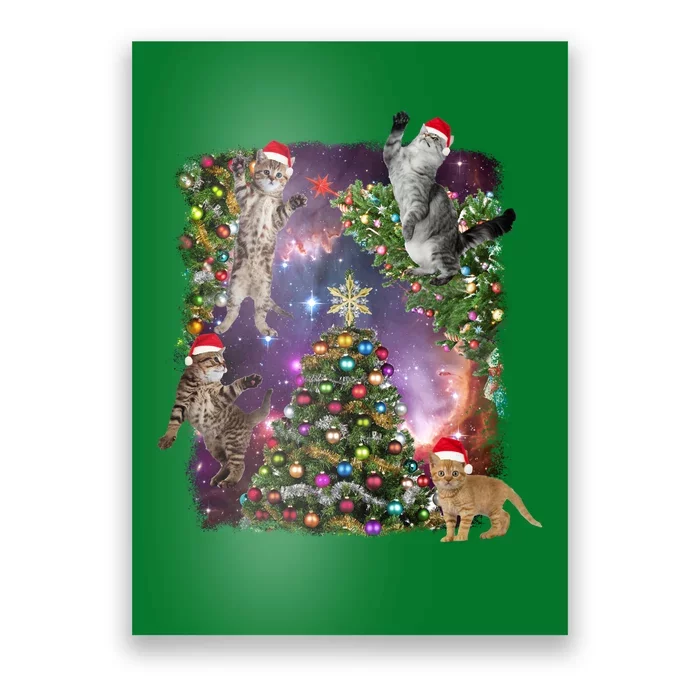 Christmas Space Cats Poster