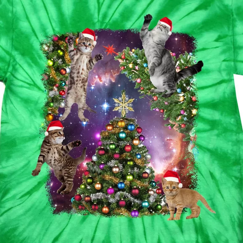 Christmas Space Cats Tie-Dye T-Shirt