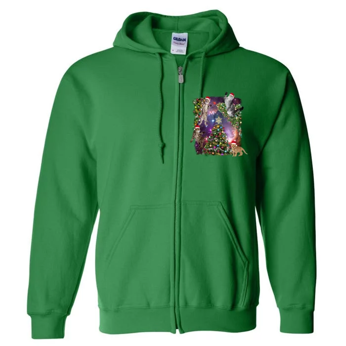 Christmas Space Cats Full Zip Hoodie