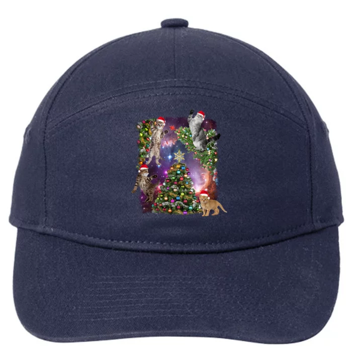 Christmas Space Cats 7-Panel Snapback Hat