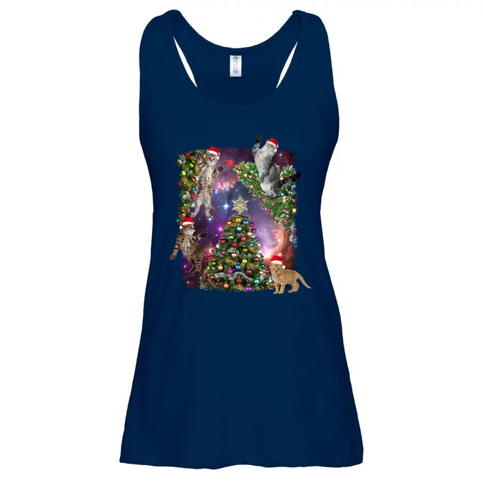 Christmas Space Cats Ladies Essential Flowy Tank