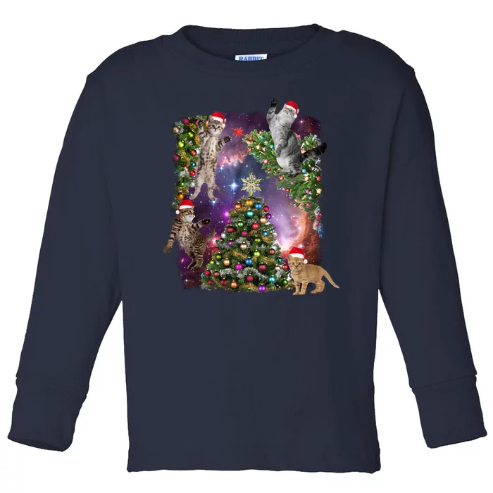 Christmas Space Cats Toddler Long Sleeve Shirt