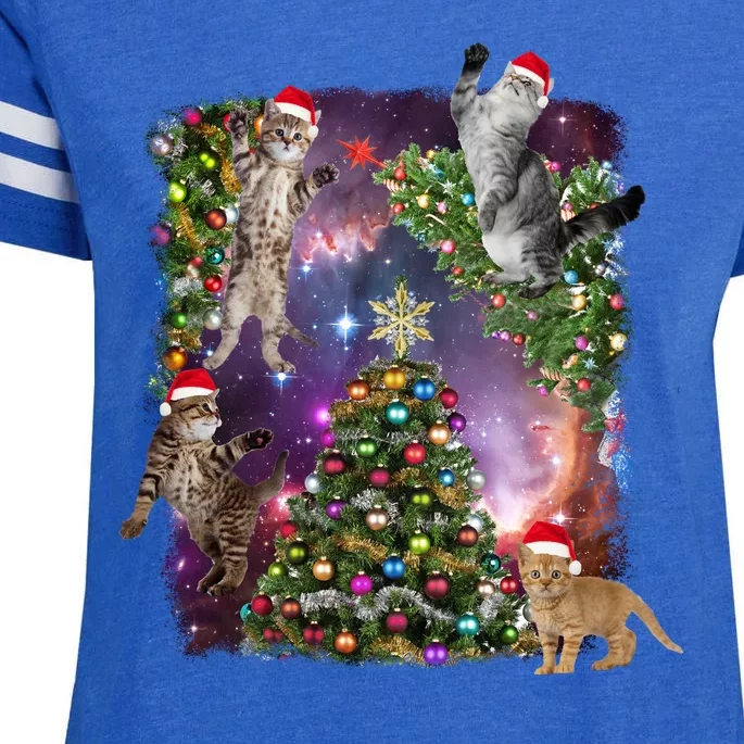 Christmas Space Cats Enza Ladies Jersey Football T-Shirt